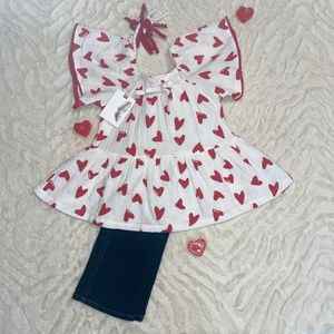 Absolutely Darling Jessica Simpson HEART Valentine Flutter Top New 3T White Red